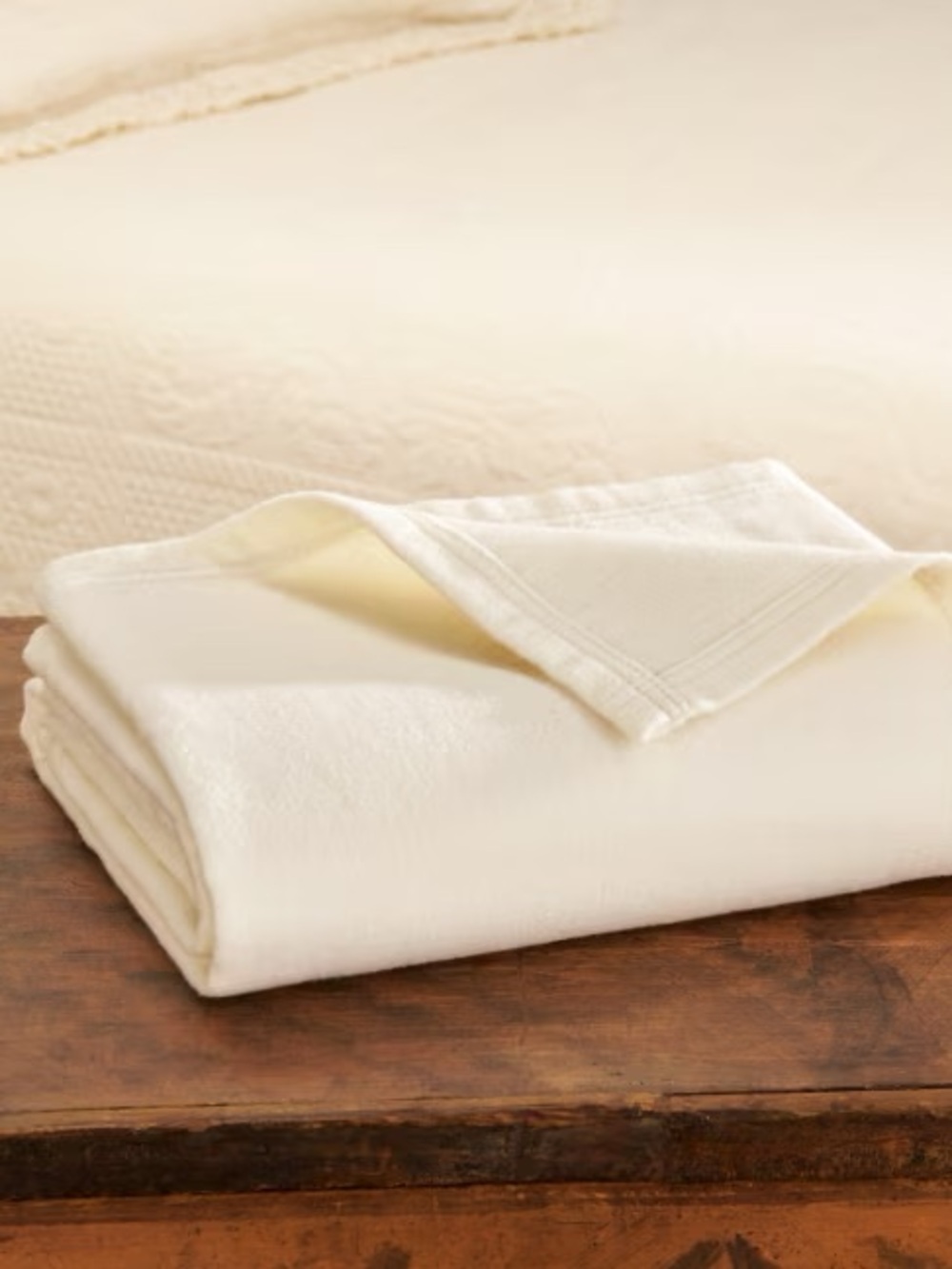Organic brushed cotton blanket ivory King